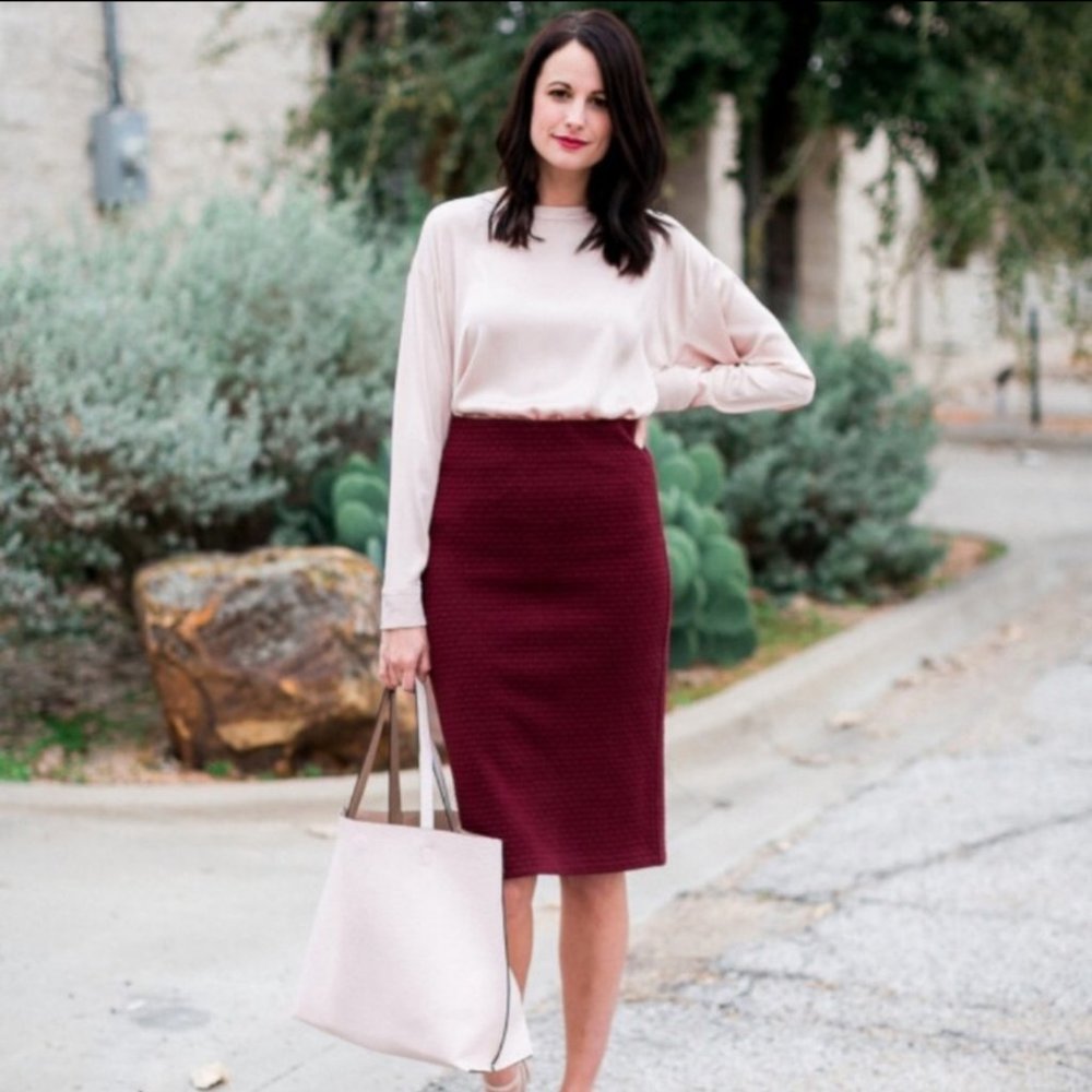 Loft Pencil Skirt Burgundy XXS
